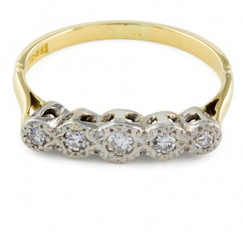 18ct gold Diamond 5 stone Ring size O